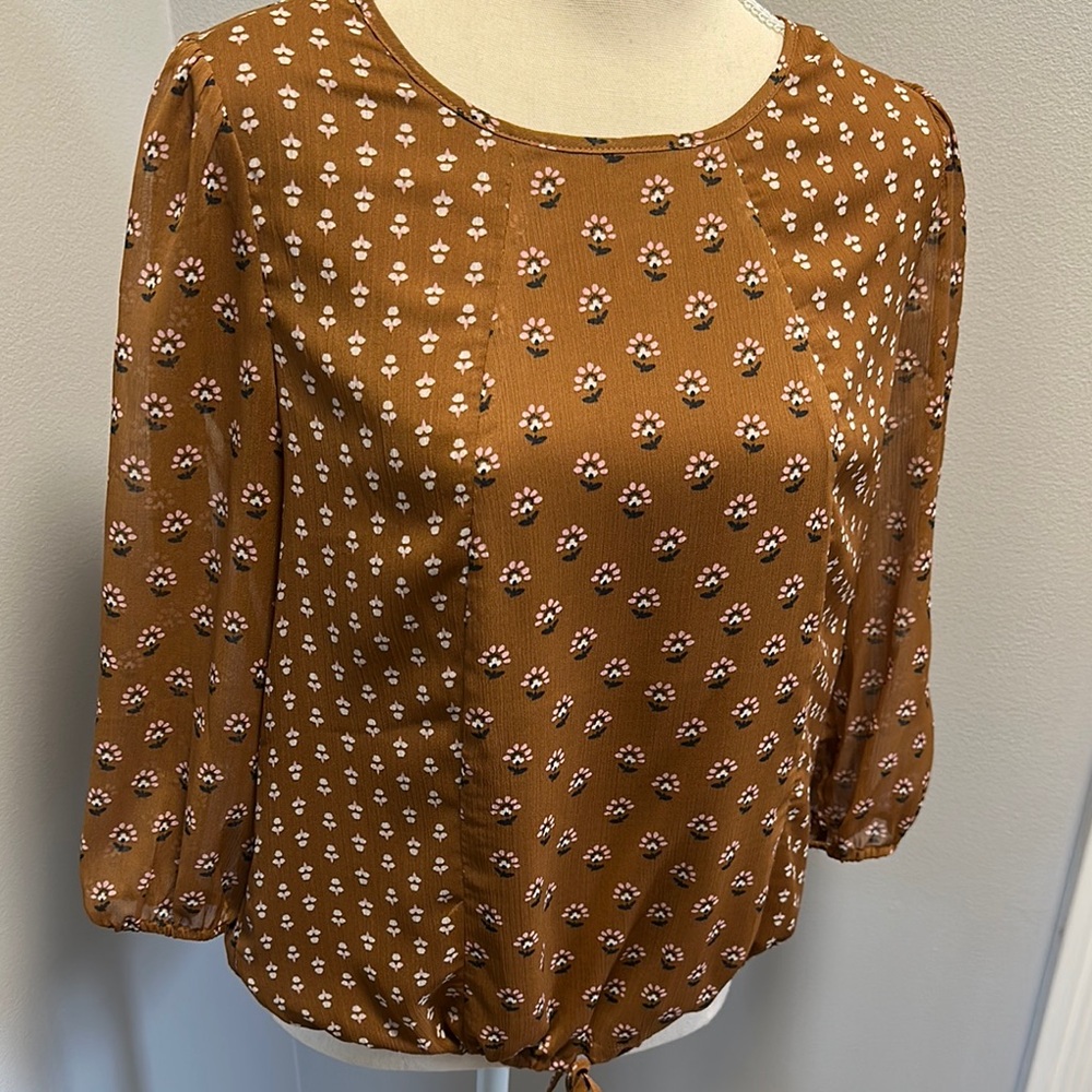 Brown Floral Women's Top